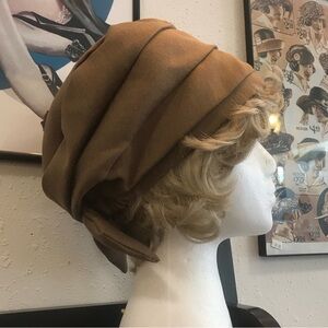 Vintage Brown Draped Turban Hat and matching scarf